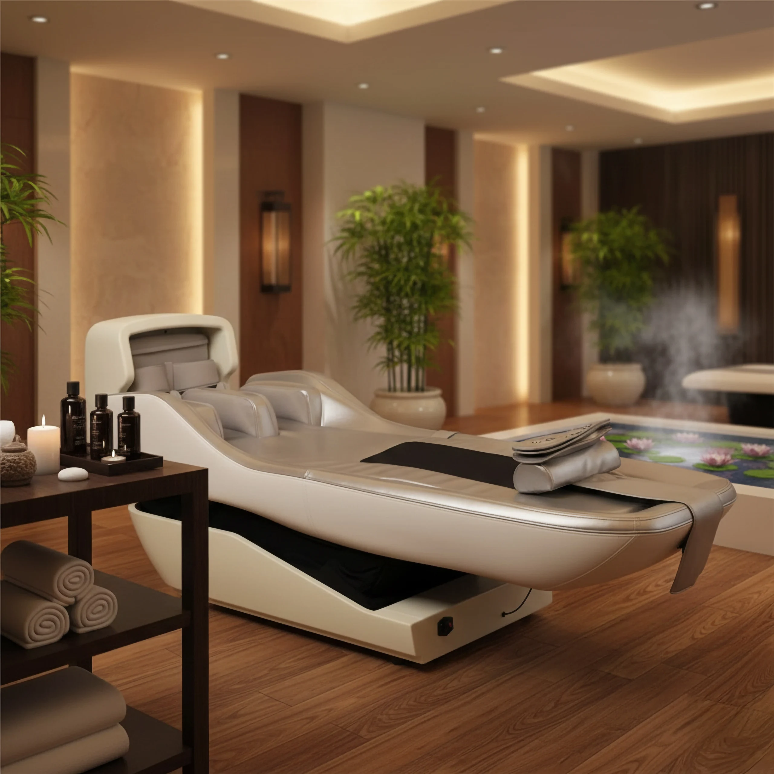 Spa ve wellness alanlarında kullanılan FORTEX Medical robotik regülasyon sistemi, seans konforu ve rahatlama odaklı klinik kullanım sunar